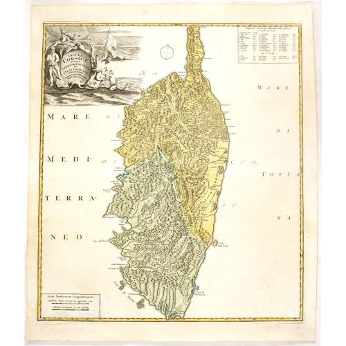 Insulae Corsicae Accurata Chorographia Tradita Per I. Vogt Capit. S. C. M. et excusa Studio Homannian. Heredum / Norib. MDCCXXXV