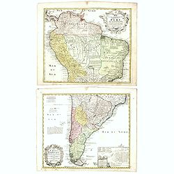 Tabula Americae Specialis Geographica Regni Peru, Brasiliae, Terra Firmae & Reg: Amazonum, Secundum relationes de Herrera . . . [together with]