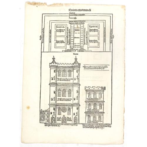 Old map image download for Quinta Etas Mundi. Folium. LXVI. (Visionary Temple of Ezekiel.)