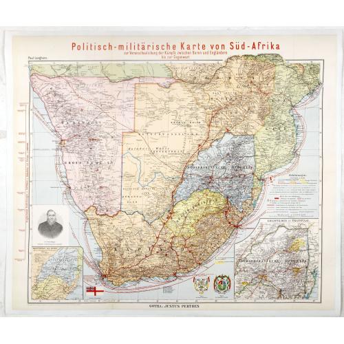 Old map image download for Politisch-militarische Karte von Sud-Afrika zur Veranschaulichung der Kampfe zwischen Buren und Englandern bis zur Gegenward (Large inset map of Goldfelder in Transvaal)