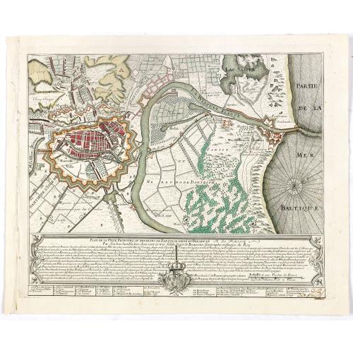 Old map image download for Plan de la Ville, Faubourg et environs de Dantzick, dédié et présenté à la Reine. (Gdansk )