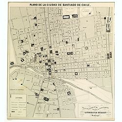 Plano de la Ciudad de Santiago de Chile.