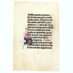 Manuscript leaf on vellum from a Dutch Book of Hours.