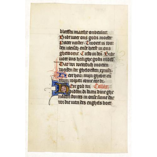 Old map image download for Manuscript leaf on vellum from a Dutch Book of Hours.