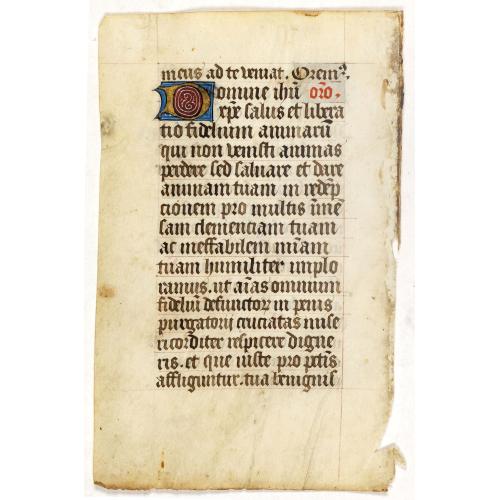 Manuscript leaf, written on vellum, from a Flemish Psalter.