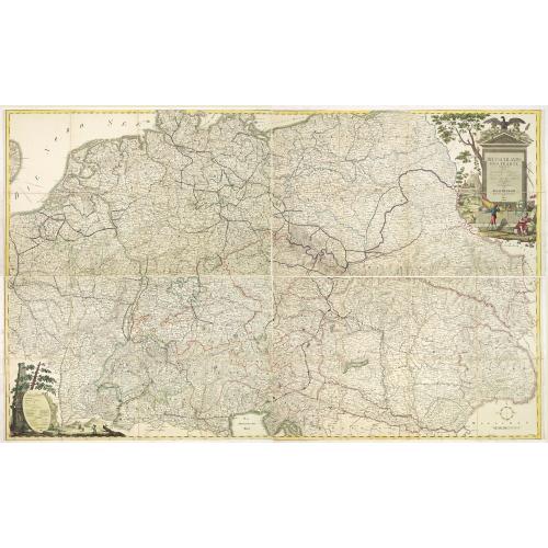 Old map image download for Deutschlands Postkarte begraenzt von Oesterreich, Preussen, Frankreich, Holland, Italien und der Schweiz. . .