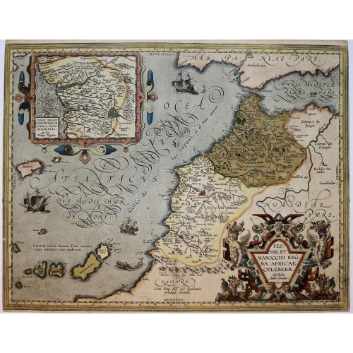 Old map image download for Fessae, et Marocchi Regna Africae Celeberr. describebat Abrah. Ortelius. 1595.