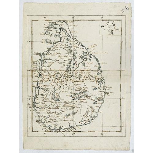 Old map image download for Isola Di Ceylan. (Manuscript map of Sri Lanka)