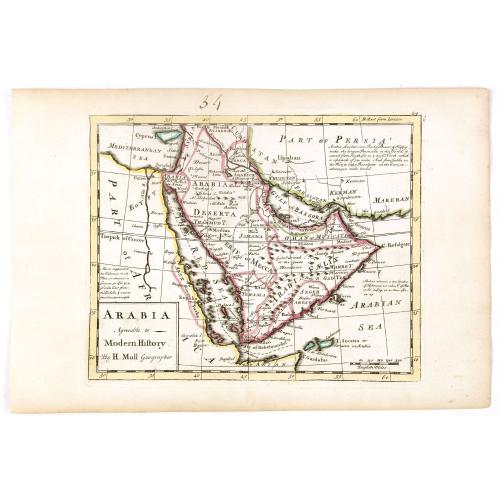 Old map image download for Arabia agreeable to Modern History.