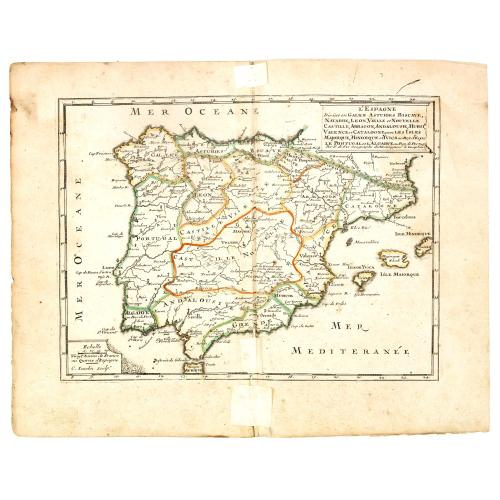 Old map image download for L'Espagne divisée en Galice Asturies Biscaye . . .