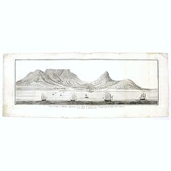 Vue du Cap de Bonne esperance de la baie / Gezigt van de Kaap der Goede hope van de reede.