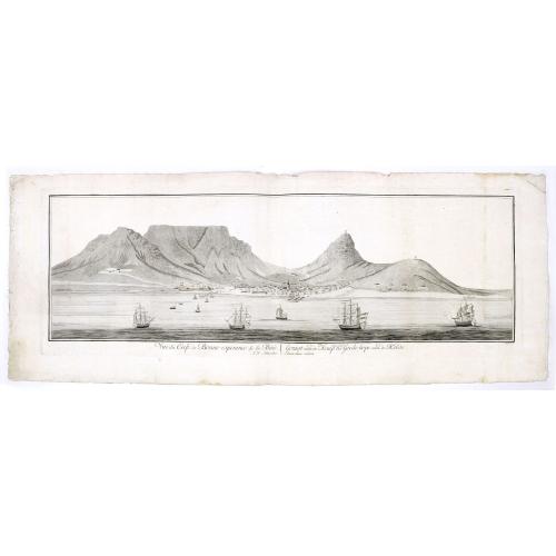 Old map image download for Vue du Cap de Bonne esperance de la baie / Gezigt van de Kaap der Goede hope van de reede.
