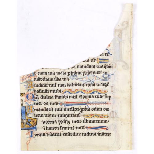 Rare, antique map of  Illuminated leaf from a lithurgical Psalter.