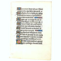 Leaf on vellum from a manuscript Book of Hours.