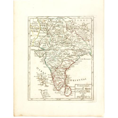 Old map image download for Indoustan ou Etats du Mogol Par le Sr. Robert de Vaugondy fils de Mr. Robert Geog. Ord du Roi avec Privilege 1749.