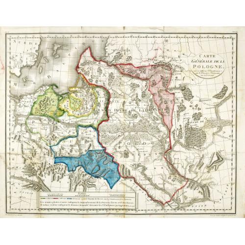 Old map image download for Carte générale de la Pologne : avec ses différens démembremence par les puissances partageantes en 1773 et 1795 / dessinée et dressée par Mariaval. . .