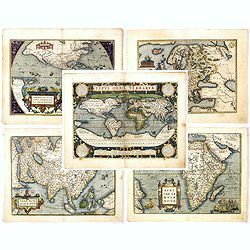Set of world & four continents.