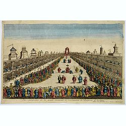 Vue perspective de la grande Ceremonie du Couronnement de l'Empereur de la Chine.