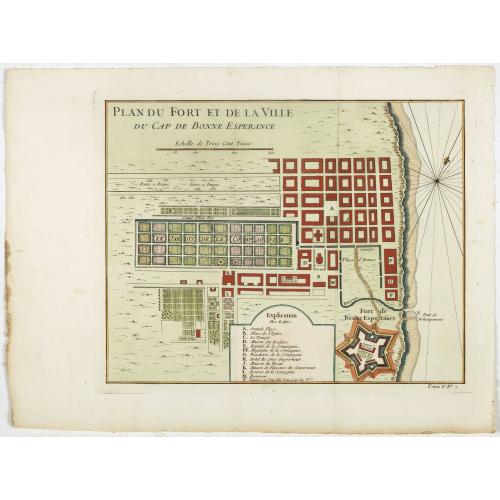 Old map image download for Plan du Fort et de la ville du Cap de Bonne Esperance.