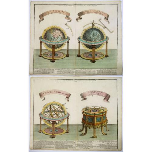 Globus Terrestris ad Sphaeram Obliquam Delineatus . . . [together with] Sphaera Armillaris / Instrumentum artificiale Orrery ab inventore appellatum . . .
