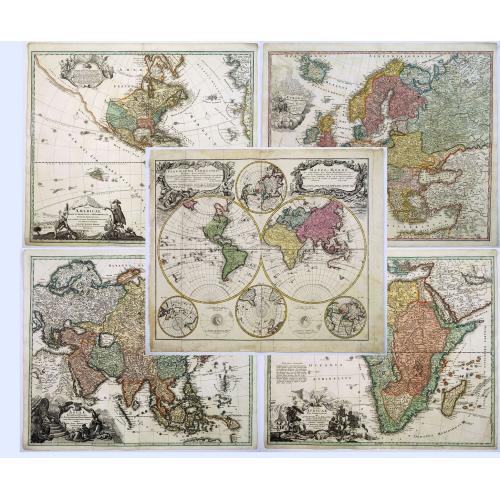 Old map image download for (Set of world and continents) Planiglobii Terrestris cum Utroq Hemisphaerio ..