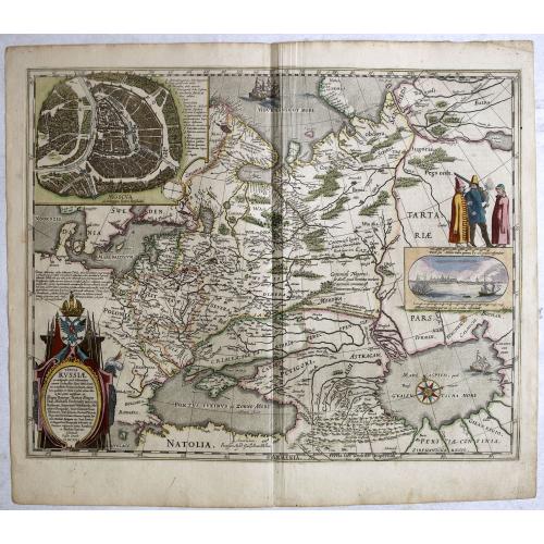 Old map image download for Tabula Russiae ex autographo, quod delineandum curavit Foedor filius Tzaris Boris desums... - Domino regionum Iueriae Kartalinie et Groefiniae Tzari etc: dedicata ab Heselo Gerardo M.DC.XIIII