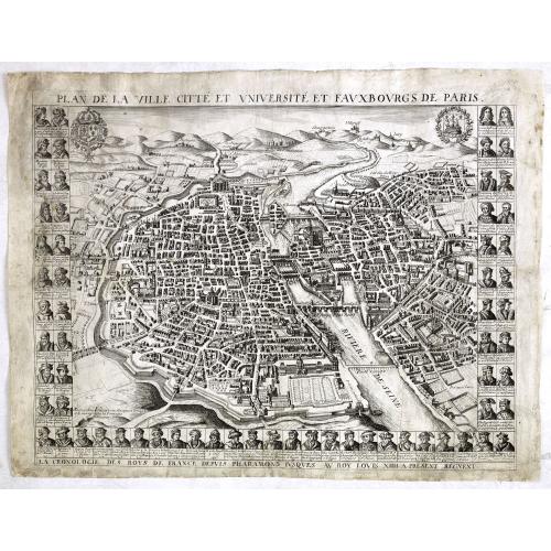 Old map image download for Plan de la ville citté et université et fauxbourgs de Paris.
