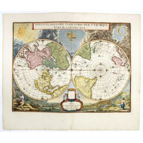 Old map image download for Novus Planiglobii Terrestris per Utrumque polum conspectus.