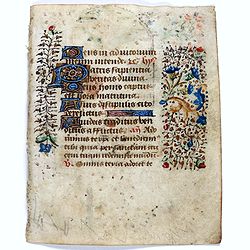 Leaf on vellum from a manuscript Book of Hours.