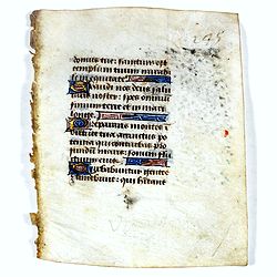 Leaf on vellum from a manuscript Book of Hours.