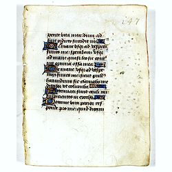 Leaf on vellum from a manuscript Book of Hours.