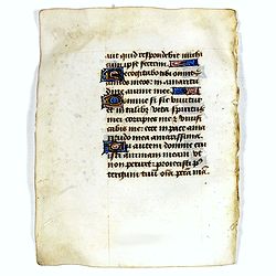Leaf on vellum from a manuscript Book of Hours.