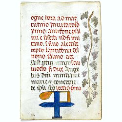 Italian manuscript leaf on vellum.