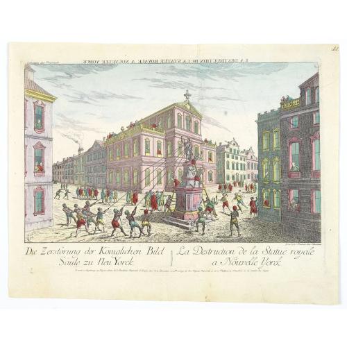 Old map image download for La Destruction de la Statue royale a Nouvelle Yorck.