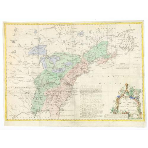 Old map image download for A Map of the British and French Settlements in North America.