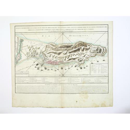 Old map image download for Plan du promontoire de la ville et du port de Gibraltar avec les ouvrages faits depuis le dernier siège..