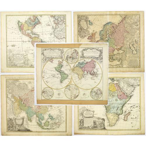 Old map image download for (Set of world and continents) Planiglobii Terrestris cum Utroq Hemisphaerio...