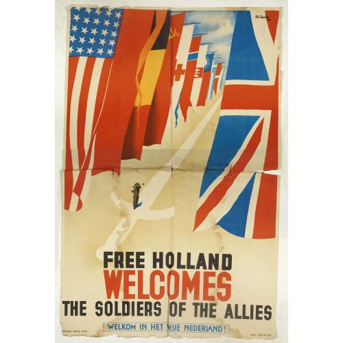 Old map image download for Free Holland welcomes the soldiers of the Allies.