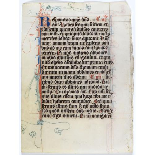 Manuscript leaf from a very early [around 1300] Breviary.