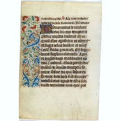 Manuscript leaf from a Book of Hours on vellum.
