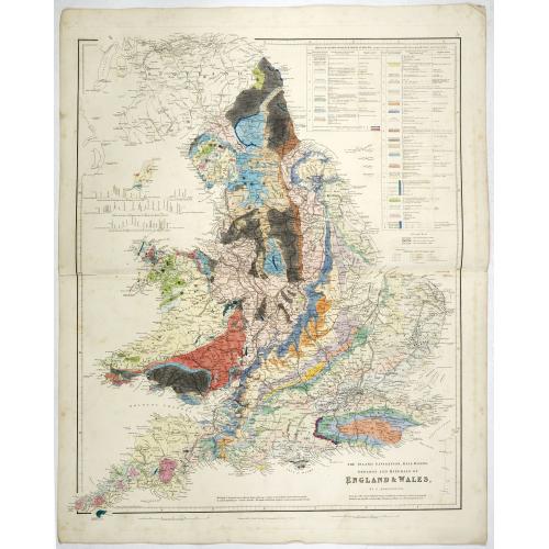 Old map image download for The Inland Navigation, Rail Roads, Geology and Minerals of England & Wales.