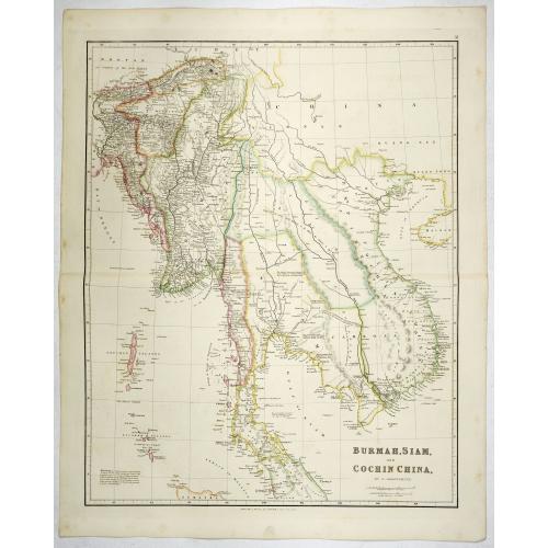 Old map image download for Burmah, Siam, and Cochin China.