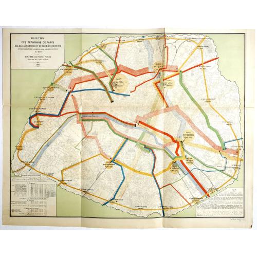 Old map image download for Recettes des tramways de Paris des bateaux-omnibus et du chemin de ceinture et mouvements des voyageurs dans les gares de paris en 1880.