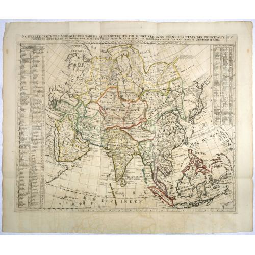 Old map image download for Nouvelle Carte De L'Asie Avec Des Tables Alphabetiques Pour Trouver Sans Peine Les Etats Des Principaux Princes De Cette Partie Du Monde . . .