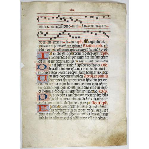 Old map image download for Leaf on vellum from a antiphonary.