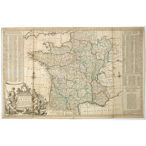 Old map image download for A New and Exact Map of France Dividid into all its Provinces and Acquisitions, according to the Newest Observations. . .