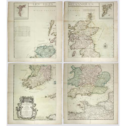 Old map image download for Les Isles Britanniques, où sont les Royaumes d'Angleterre et d'Ëcosse, que nous appellons Grande-Bretagne et celey d'Irlande.