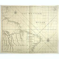 A chart of the coast of Brazil and Guiana in America with part of the Caribbe Islands.