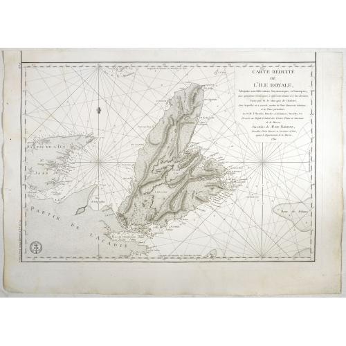 Old map image download for Carte réduite de L'Ile Royale, assujettie aux observations astronimiques et nautiiques. . . le Marquis de Chabert. . .