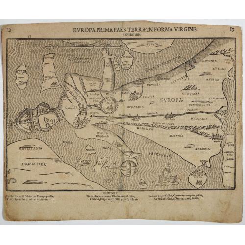 Old map image download for Europa Prima Pars Terrae Forma Virginis.